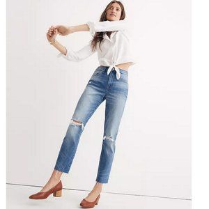 The High-Rise Slim Crop Boyjean: Knee-Rip Edition